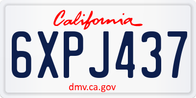 CA license plate 6XPJ437