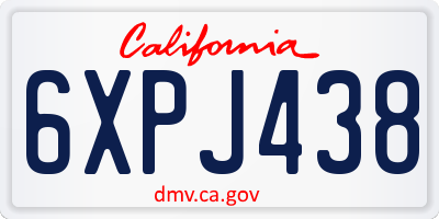 CA license plate 6XPJ438