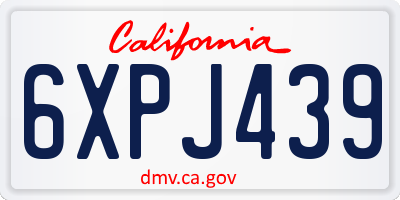 CA license plate 6XPJ439