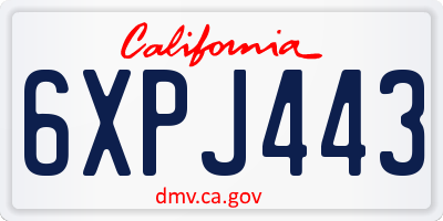 CA license plate 6XPJ443