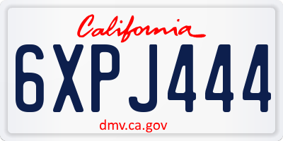 CA license plate 6XPJ444