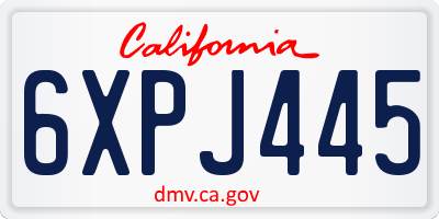 CA license plate 6XPJ445