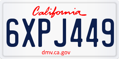 CA license plate 6XPJ449
