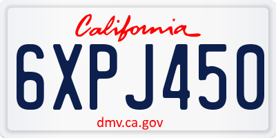 CA license plate 6XPJ450