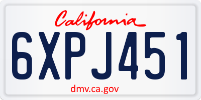 CA license plate 6XPJ451