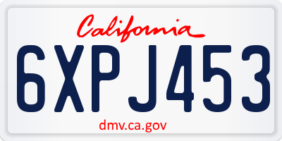 CA license plate 6XPJ453