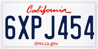 CA license plate 6XPJ454
