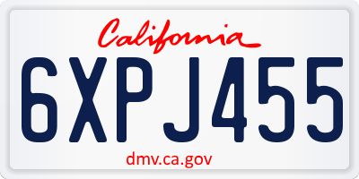 CA license plate 6XPJ455