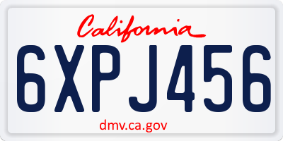 CA license plate 6XPJ456
