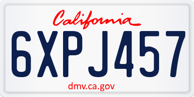CA license plate 6XPJ457