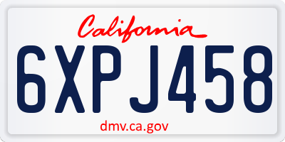 CA license plate 6XPJ458