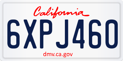 CA license plate 6XPJ460