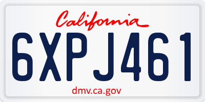 CA license plate 6XPJ461