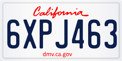 CA license plate 6XPJ463