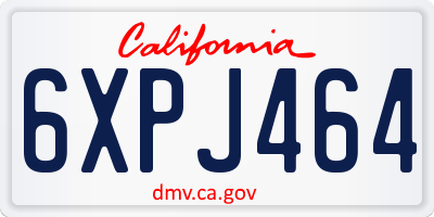 CA license plate 6XPJ464