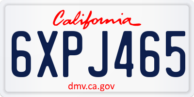 CA license plate 6XPJ465