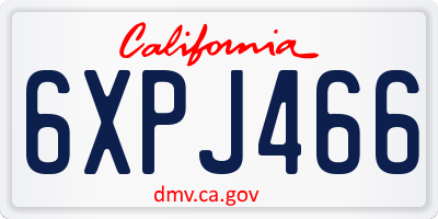 CA license plate 6XPJ466