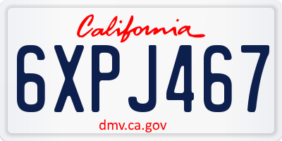 CA license plate 6XPJ467