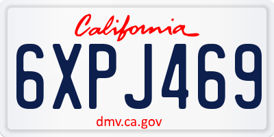 CA license plate 6XPJ469