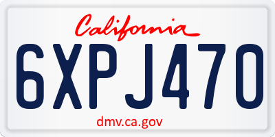 CA license plate 6XPJ470