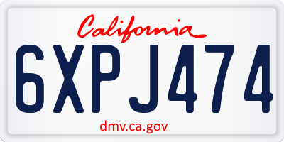 CA license plate 6XPJ474