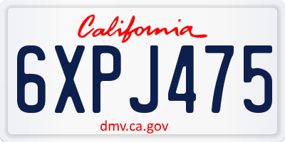 CA license plate 6XPJ475
