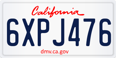 CA license plate 6XPJ476