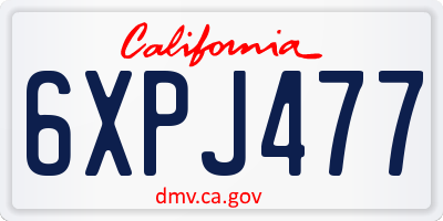 CA license plate 6XPJ477