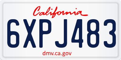 CA license plate 6XPJ483