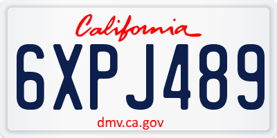 CA license plate 6XPJ489