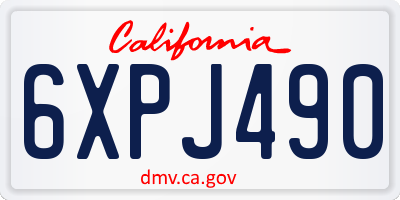CA license plate 6XPJ490