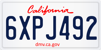 CA license plate 6XPJ492