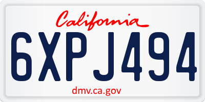 CA license plate 6XPJ494