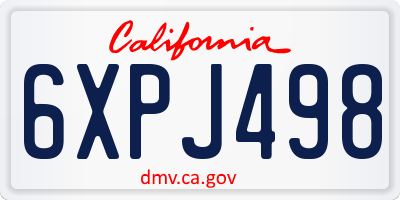 CA license plate 6XPJ498