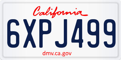 CA license plate 6XPJ499