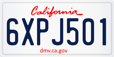 CA license plate 6XPJ501