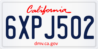 CA license plate 6XPJ502