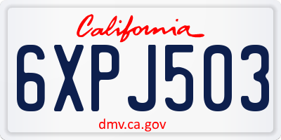 CA license plate 6XPJ503