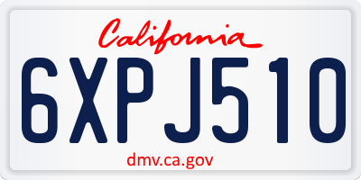 CA license plate 6XPJ510