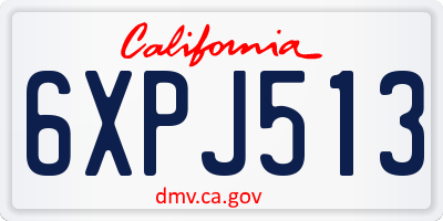 CA license plate 6XPJ513