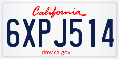 CA license plate 6XPJ514