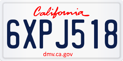 CA license plate 6XPJ518