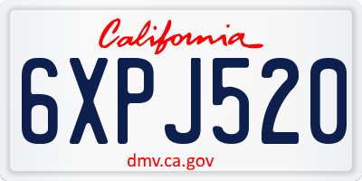CA license plate 6XPJ520