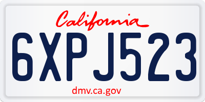 CA license plate 6XPJ523