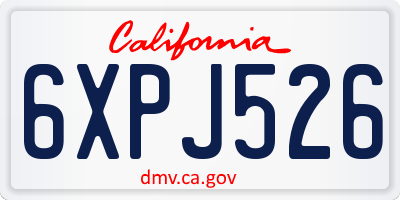 CA license plate 6XPJ526