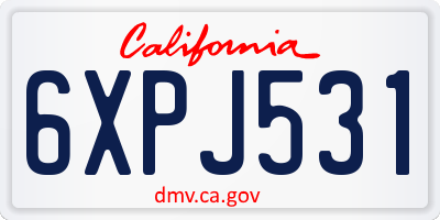 CA license plate 6XPJ531