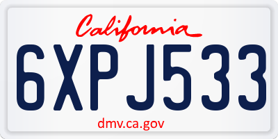 CA license plate 6XPJ533