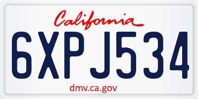 CA license plate 6XPJ534