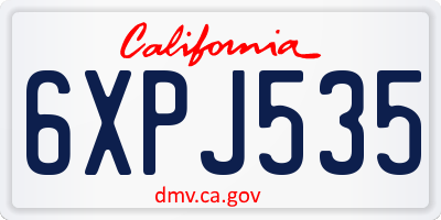 CA license plate 6XPJ535