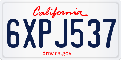 CA license plate 6XPJ537